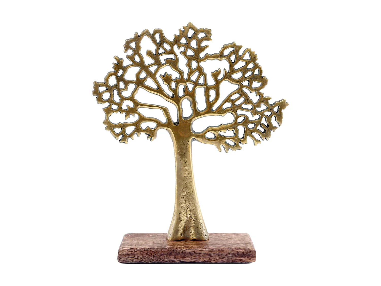 Árbol decorativo de aluminio dorado y madera de mango Árbol de la vida Tamaño 1