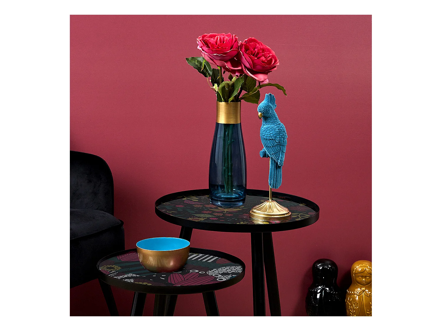 Perroquet Decoratif Bleu Bleu, Or