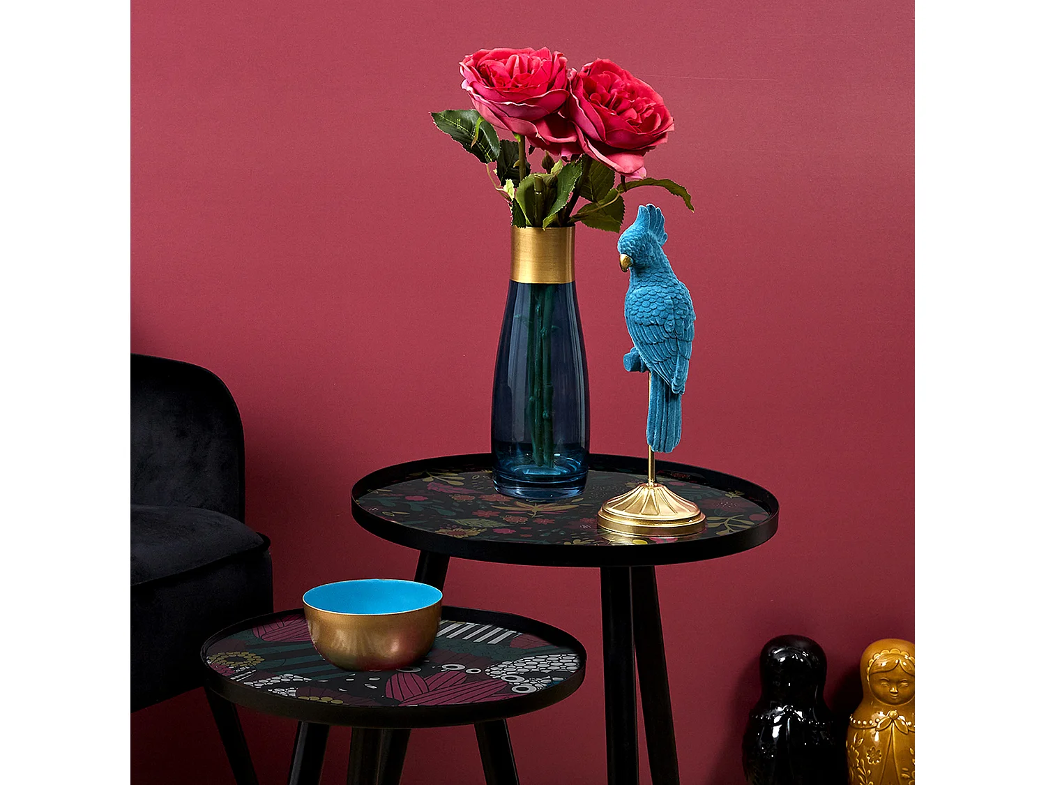 Perroquet Decoratif Bleu Bleu, Or