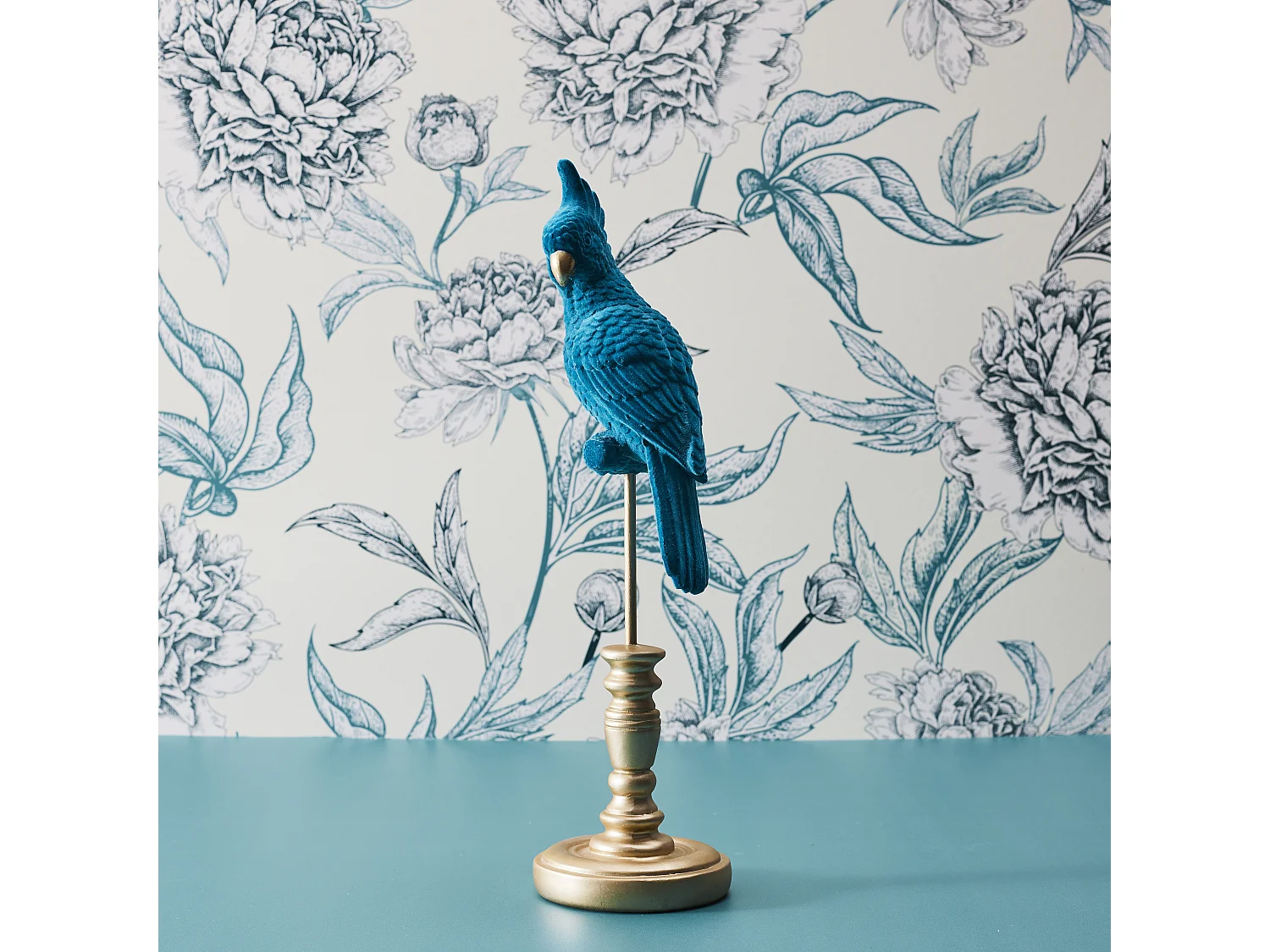 Perroquet Decoratif Bleu Bleu, Or