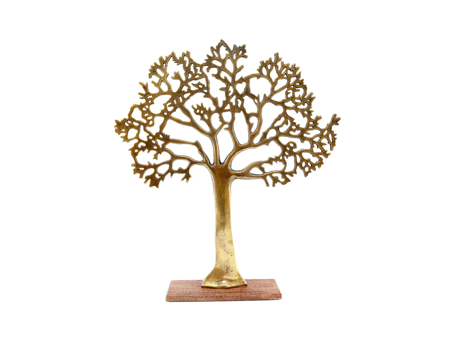 Arbre décoratif en aluminium doré et bois de manguier Arbre de vie Taille 3