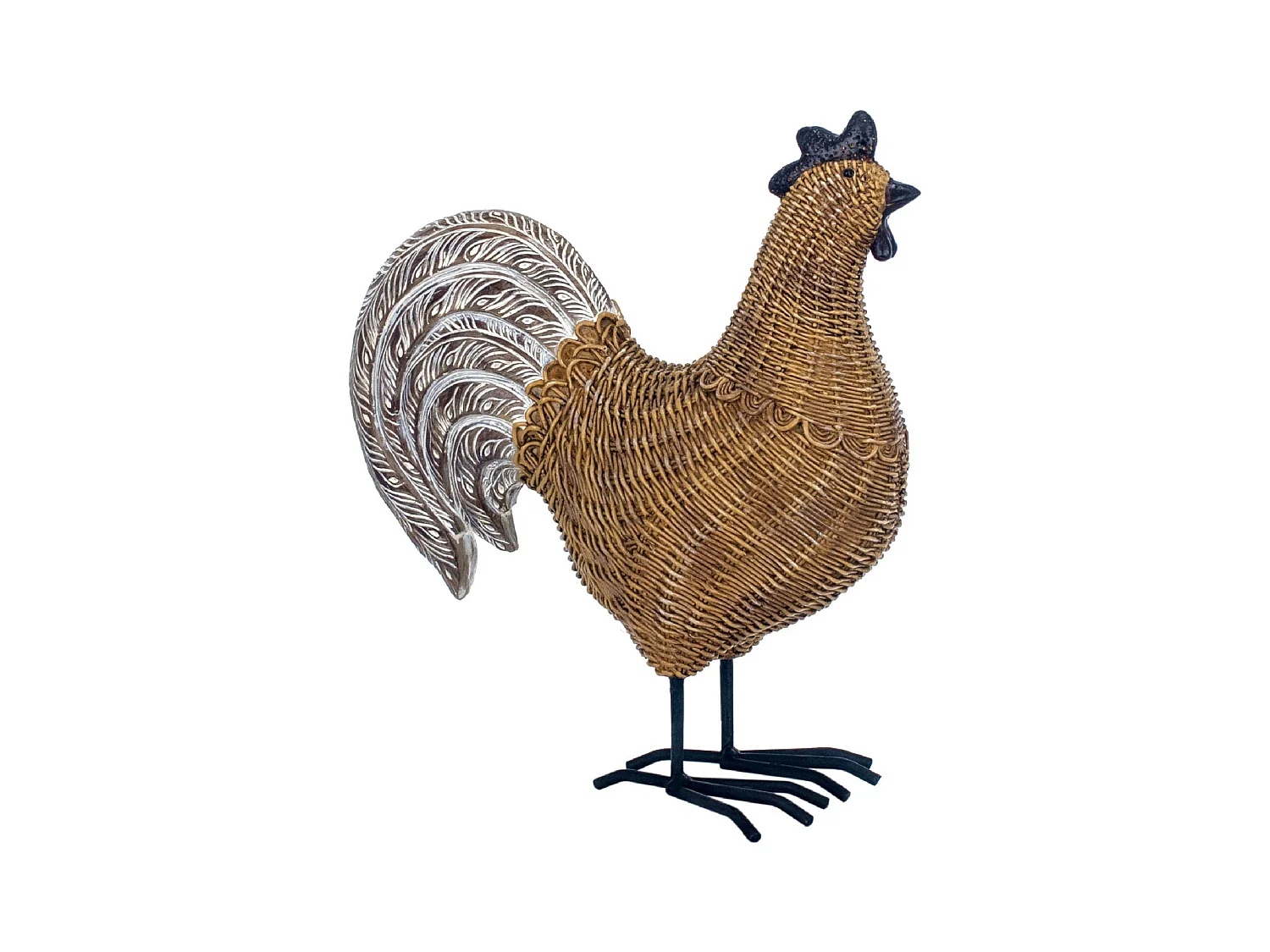 Gallo decorativo in resina e resina intrecciata
