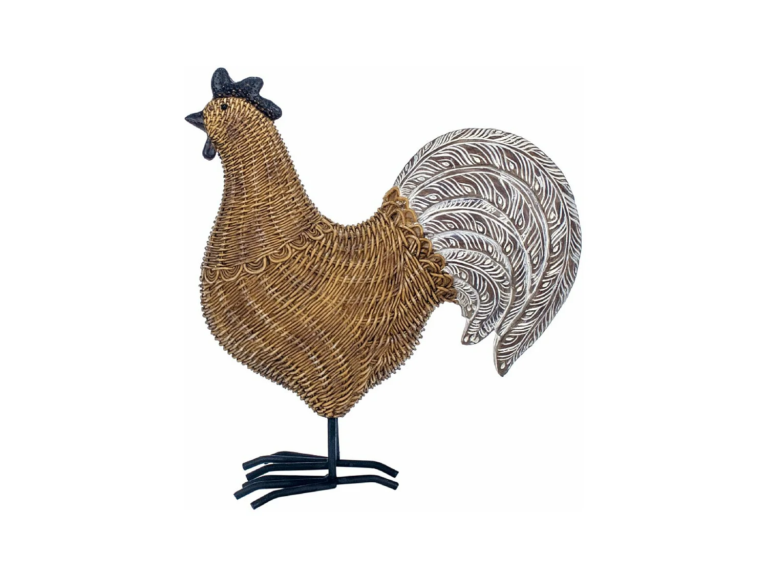 Gallo decorativo in resina e resina intrecciata
