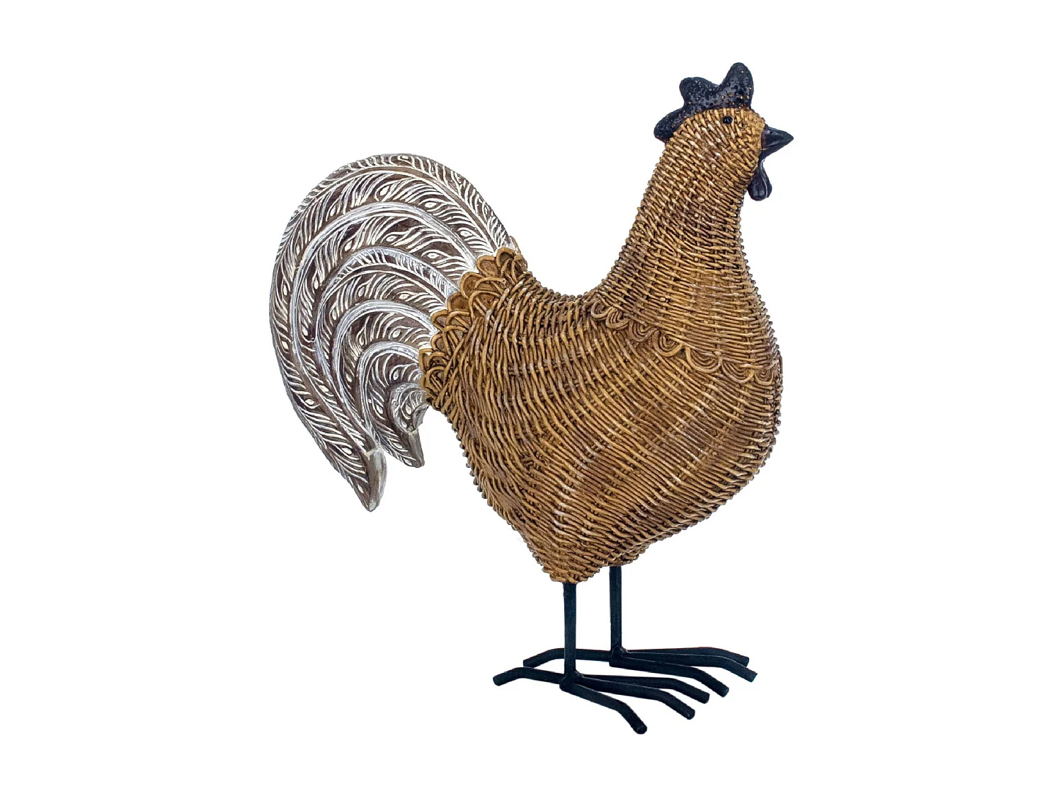 Gallo decorativo in resina e resina intrecciata