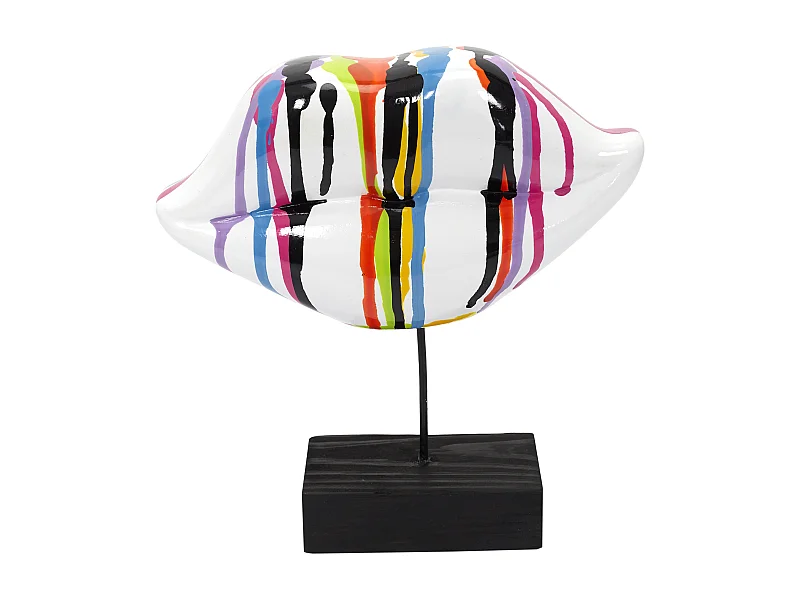 Deco A Poser Bouche Multicolore H20cm Blanc, Multicolore