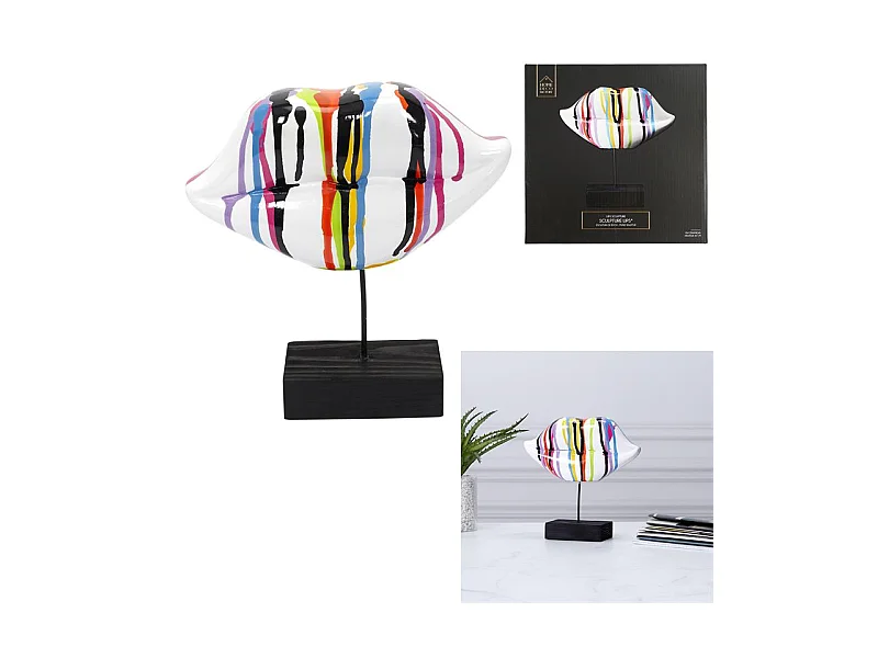 Deco A Poser Bouche Multicolore H20cm Blanc, Multicolore