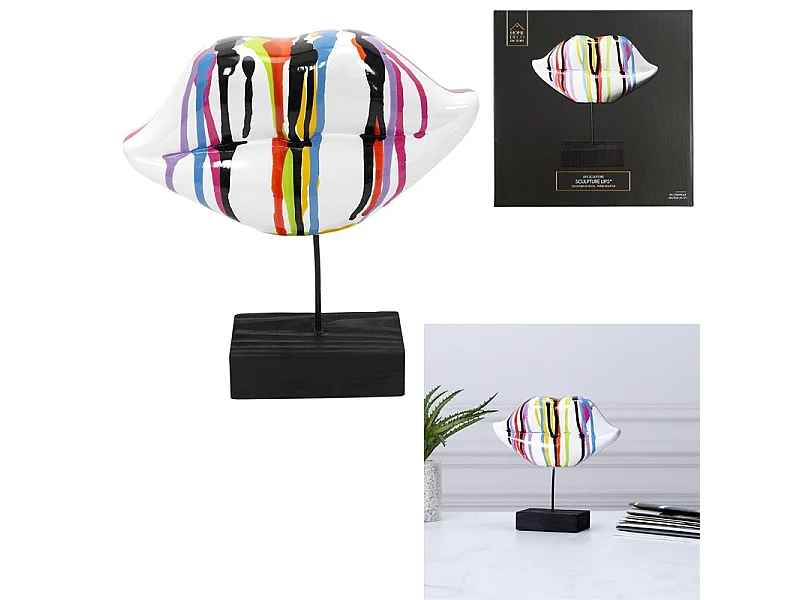 Deco A Poser Bouche Multicolore H20cm Blanc, Multicolore