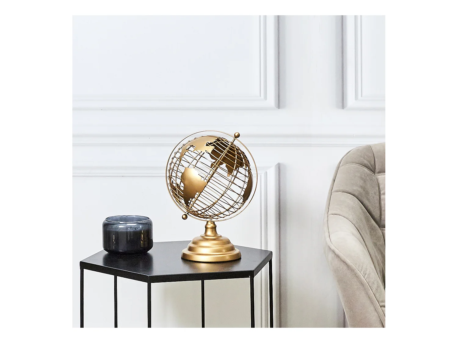 Globe Terrestre Metal Dore Or
