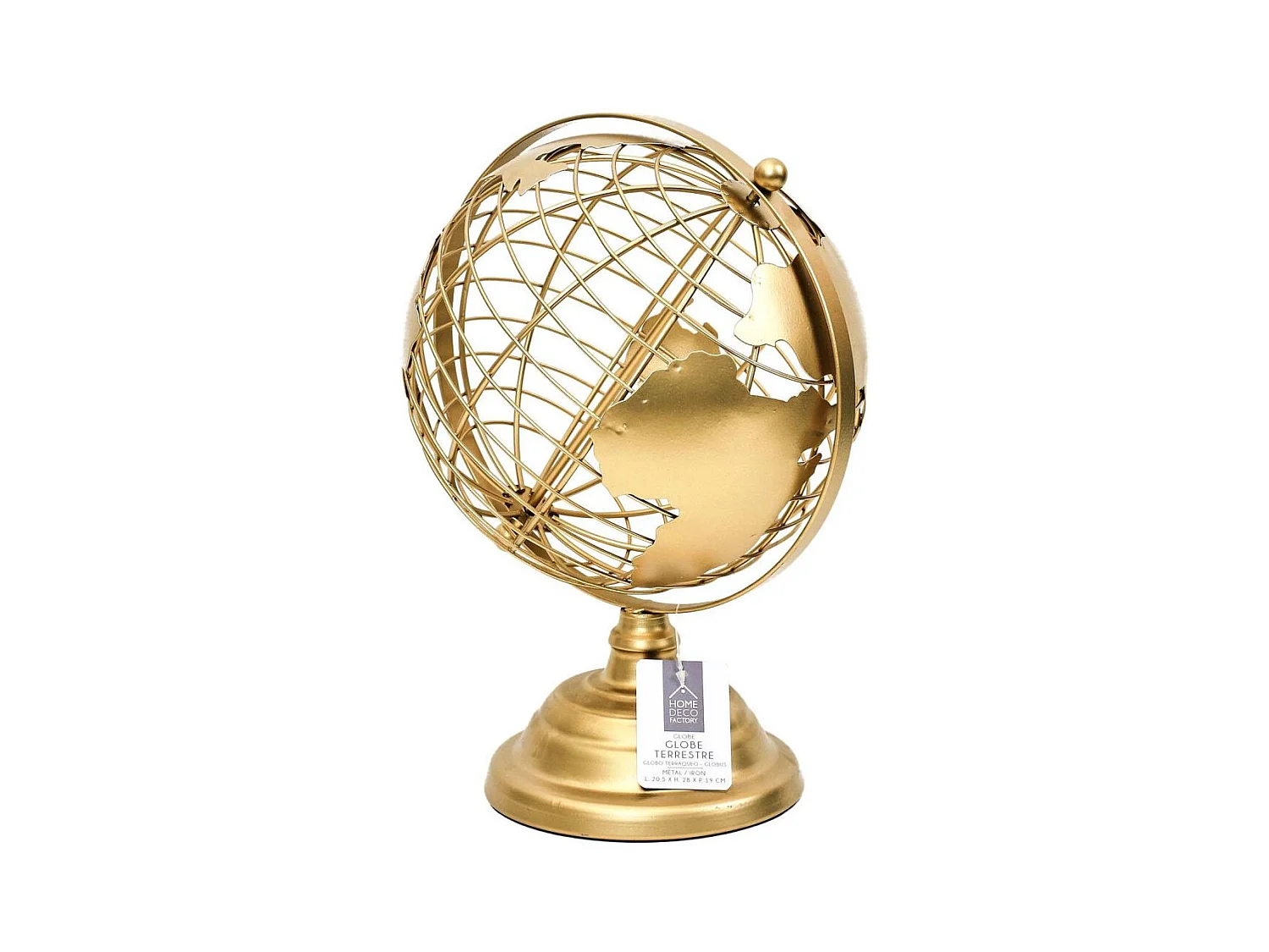 Globe Terrestre Metal Dore Or