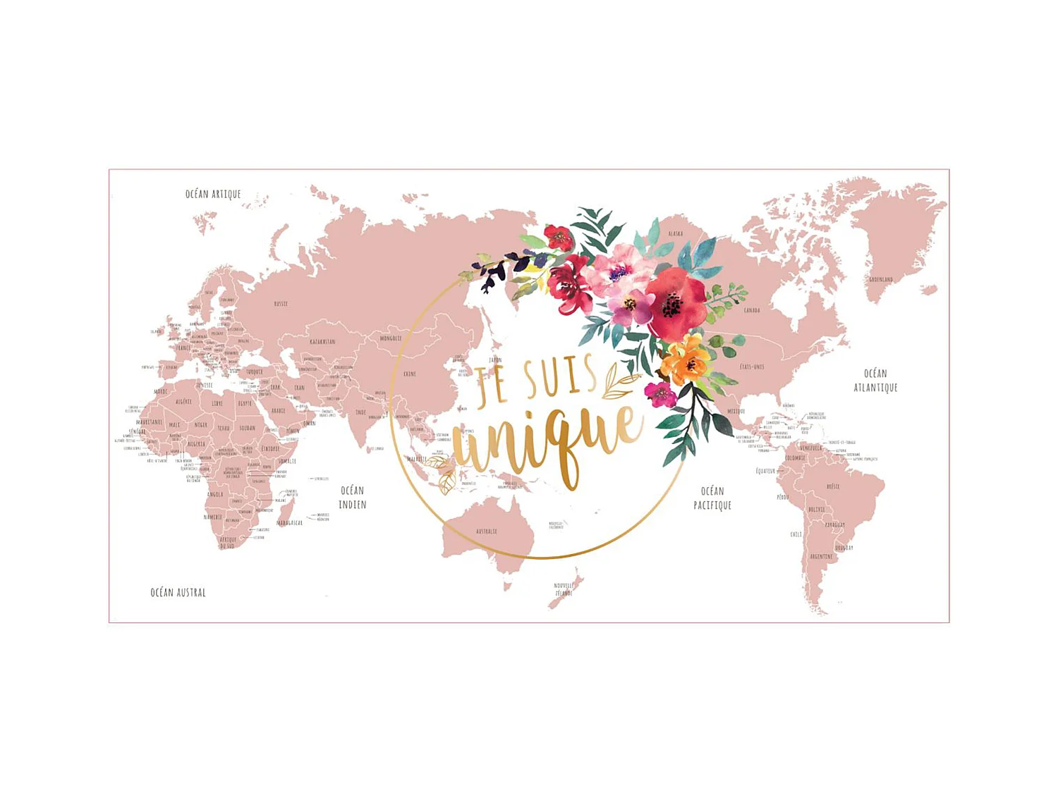 Globe Terrestre Deco Girly Blanc, Rose, Or