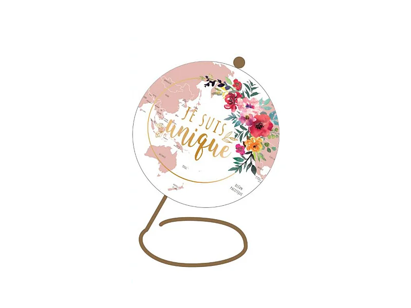 Globe Terrestre Deco Girly Blanc, Rose, Or