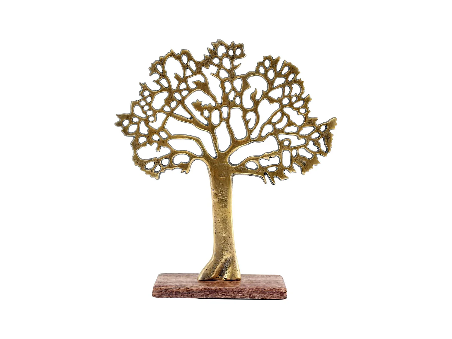 Albero decorativo in alluminio dorato e legno di mango Albero della vita Misura 2