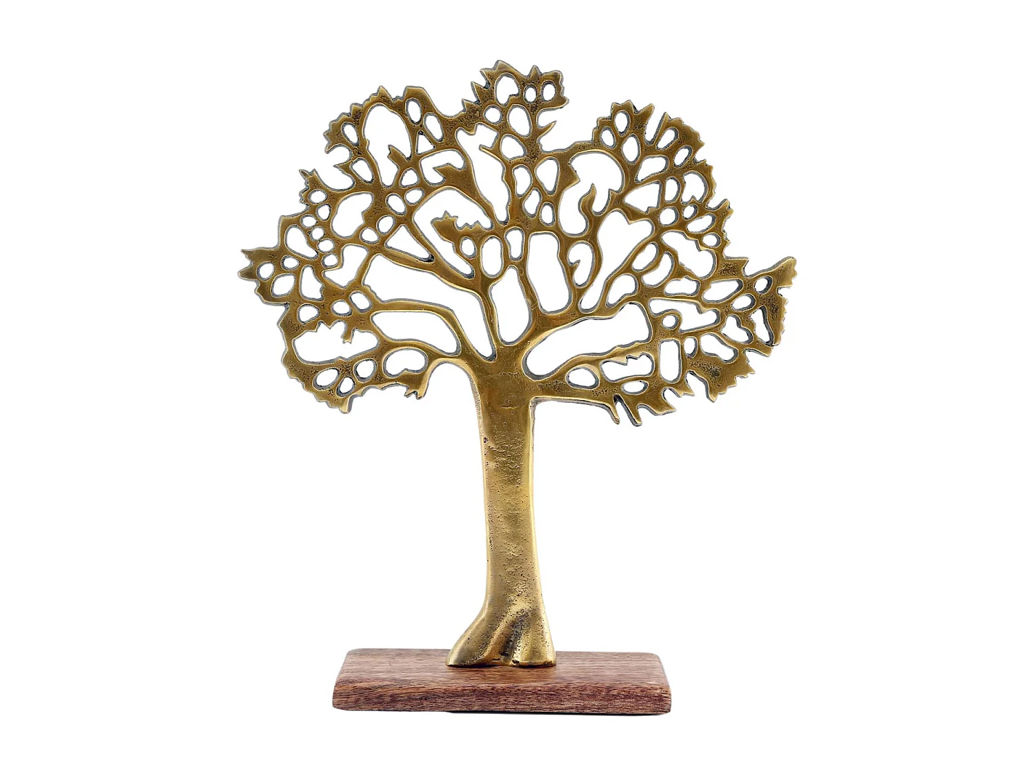 Albero decorativo in alluminio dorato e legno di mango Albero della vita Misura 2