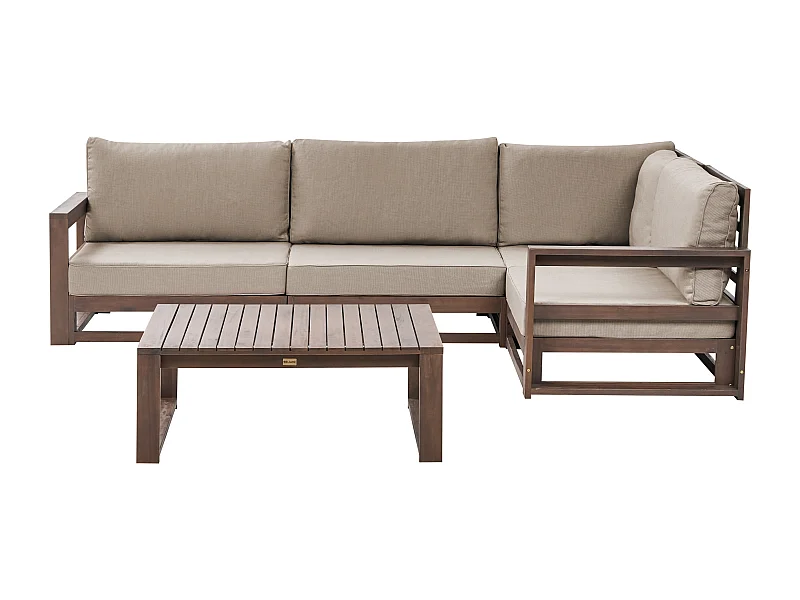 Tuin hoekloungeset met tafel 4-zitter TIMOR Linkerzijde Gecertificeerd acaciahout Donkerbruin