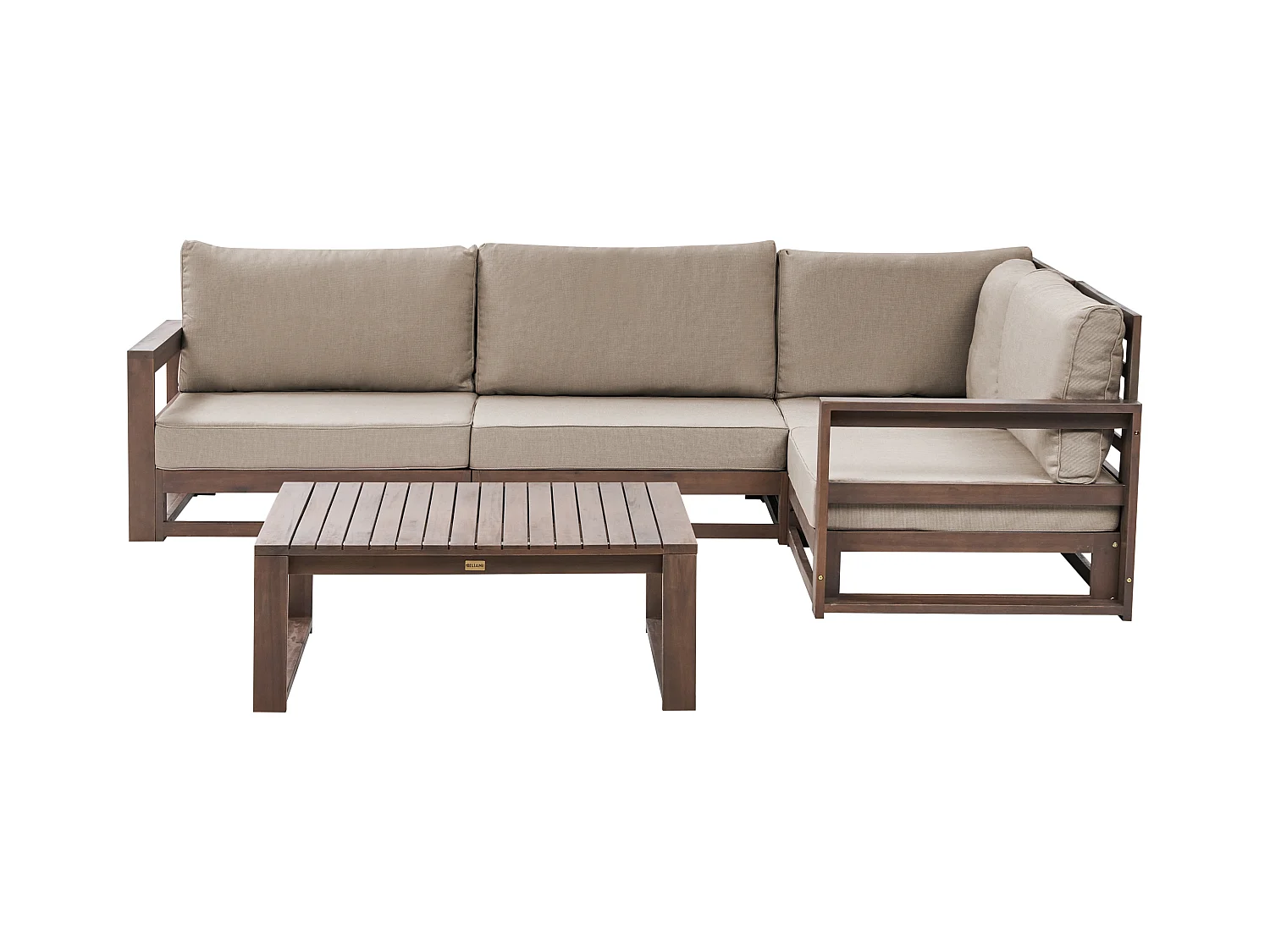 Garten Ecksofa mit Tisch 4-Sitzer TIMOR linksseitig modular zertifiziertes Akazienholz Dunkelbraun