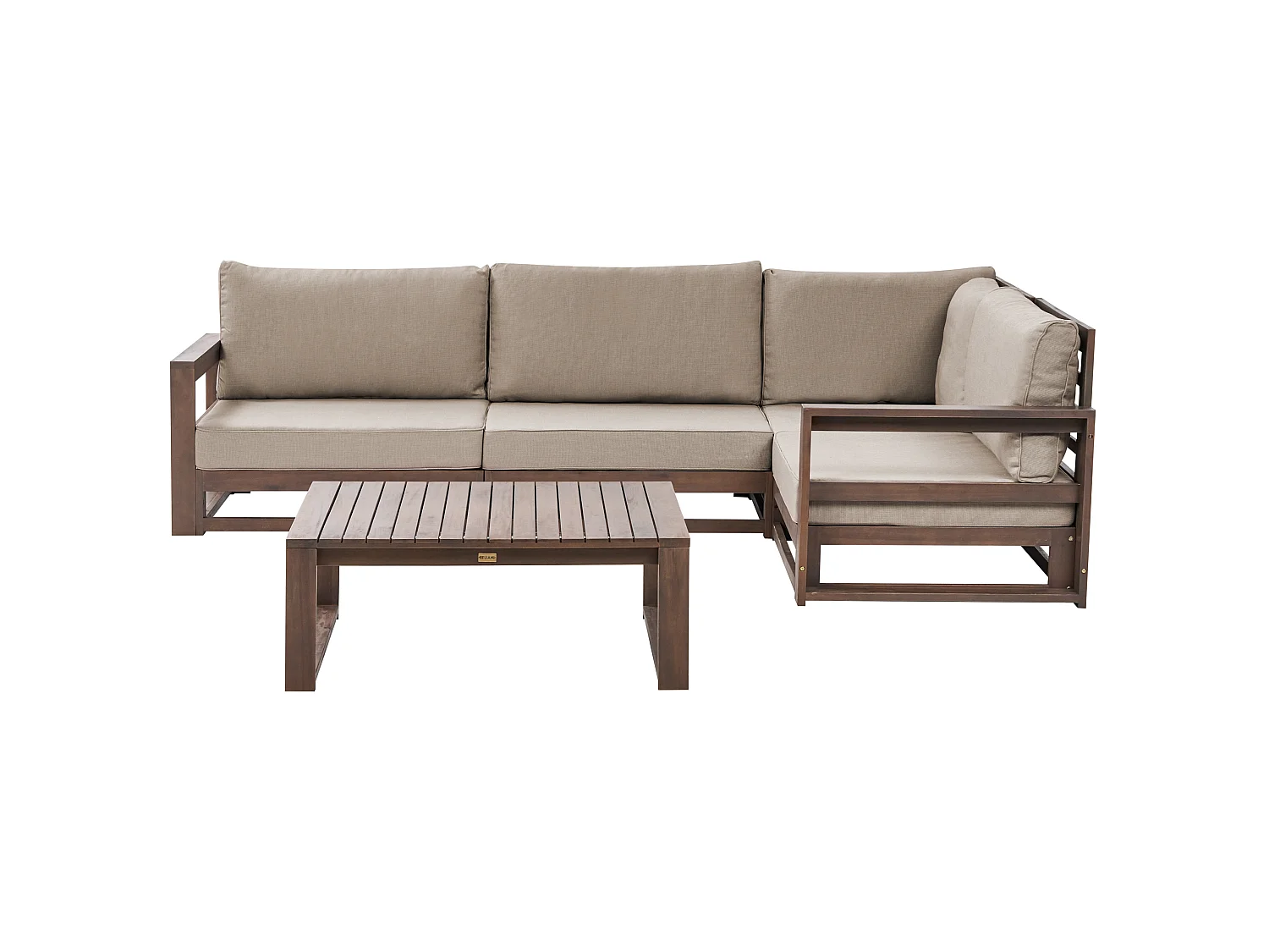 Garden Corner Sofa with Table 4 Seater TIMOR Left Hand Dark Brown Certified Acacia Wood Modular