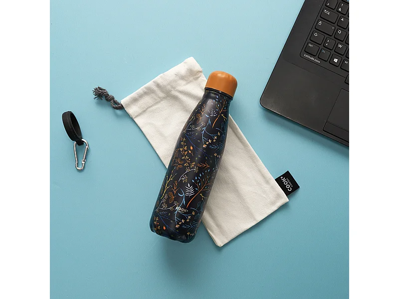 Bouteille Isotherme Fleurie Coffret 50cl Bleu, Jaune