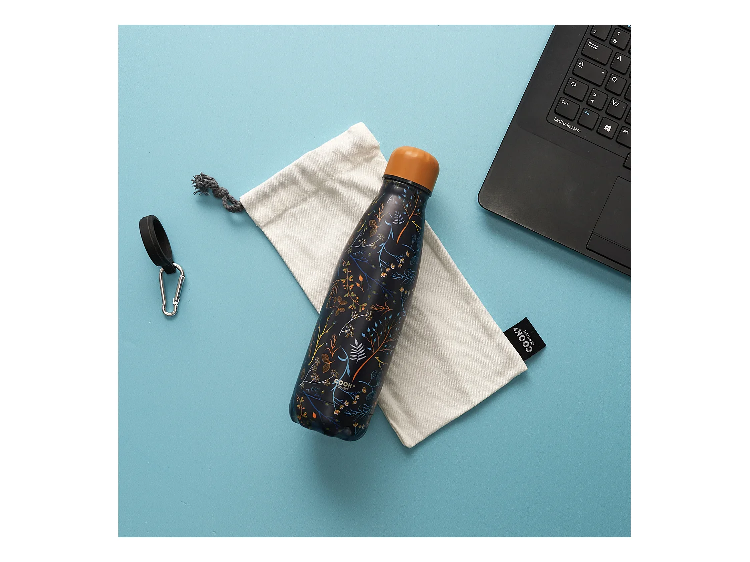 Bouteille Isotherme Fleurie Coffret 50cl Bleu, Jaune