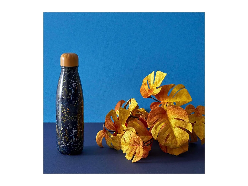 Bouteille Isotherme Fleurie Coffret 50cl Bleu, Jaune