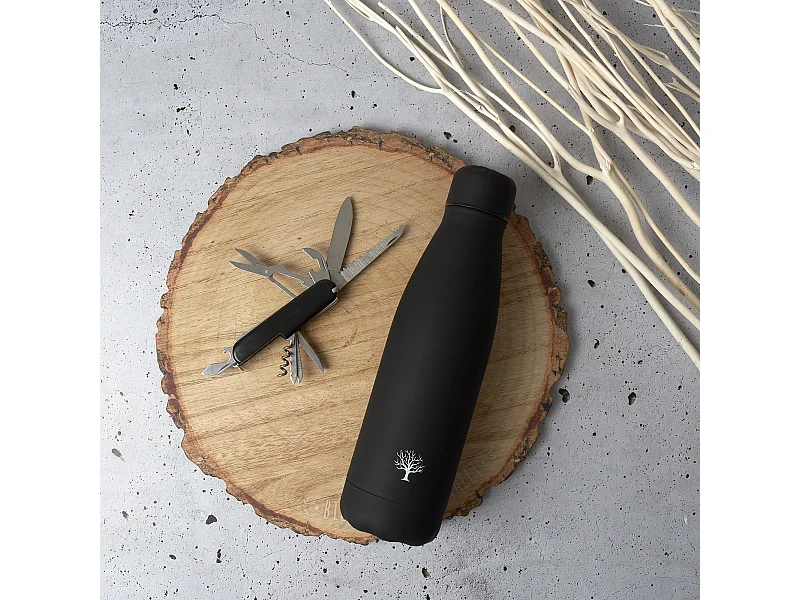 Bouteille Isotherme Couteau Multiusage Coffret Noir