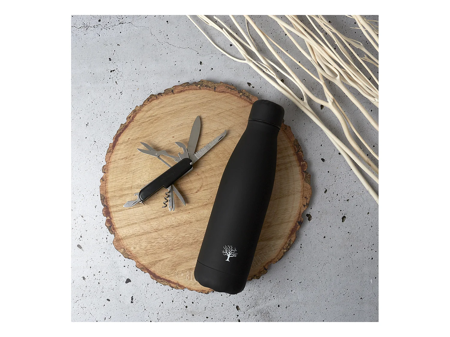 Bouteille Isotherme Couteau Multiusage Coffret Noir