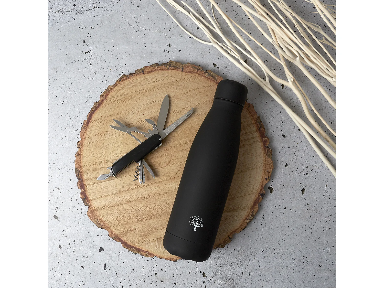 Bouteille Isotherme Couteau Multiusage Coffret Noir