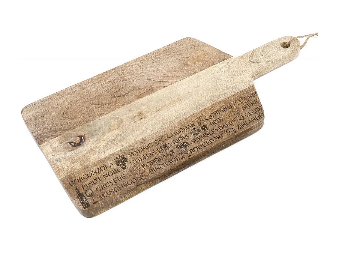 Planche à découper en bois vins et fromages