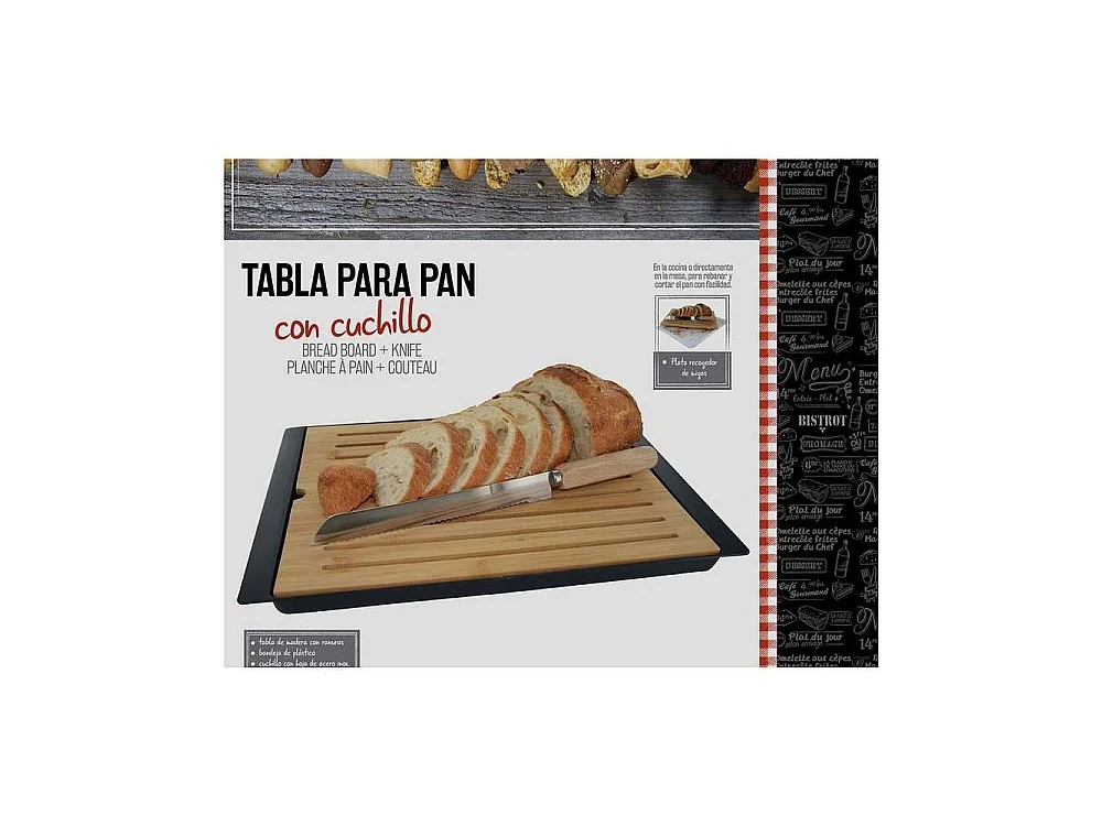 Planche à pain en bambou 38x27 cm avec couteau