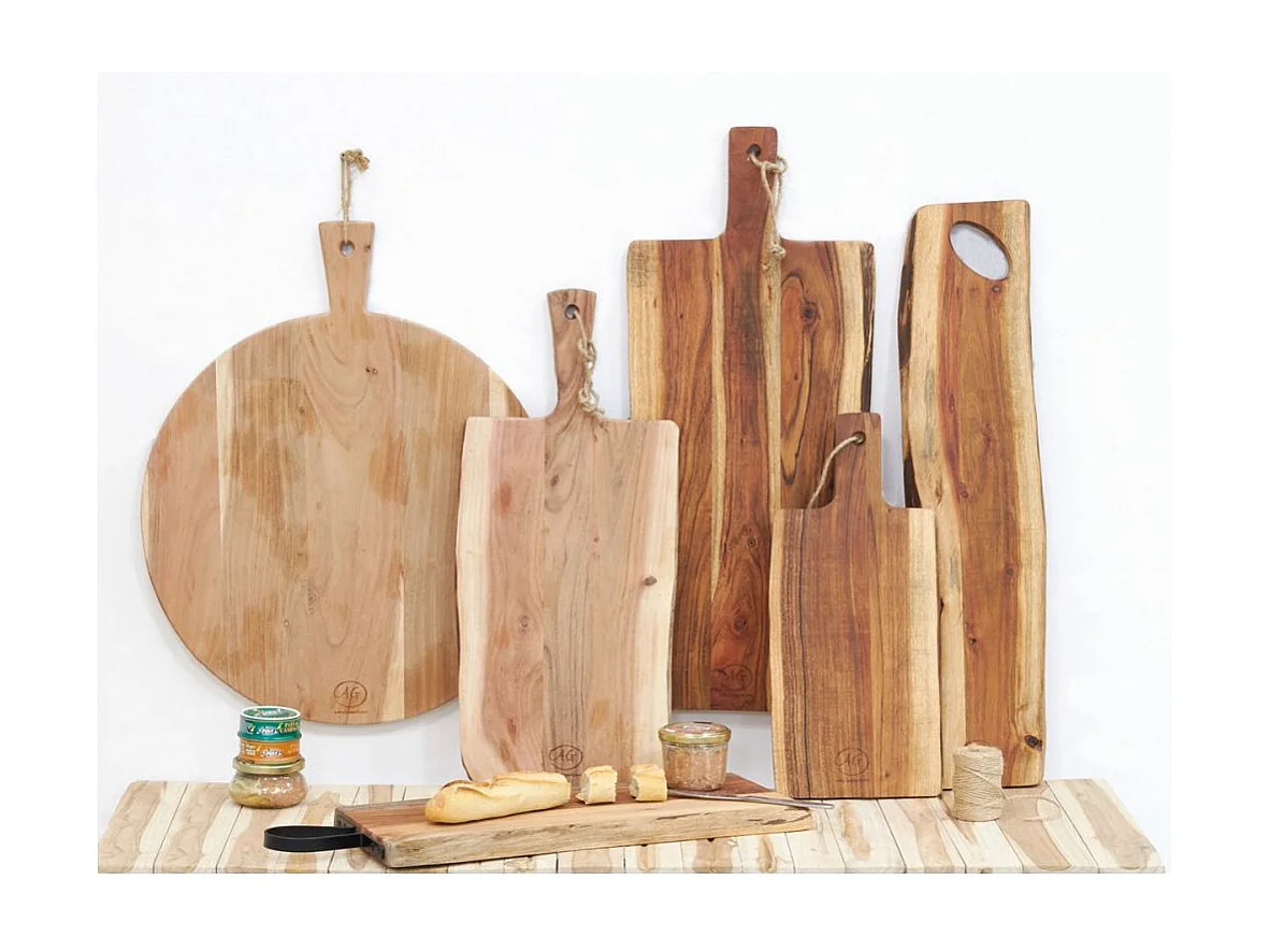 Planche à découper en acacia et poignée en métal