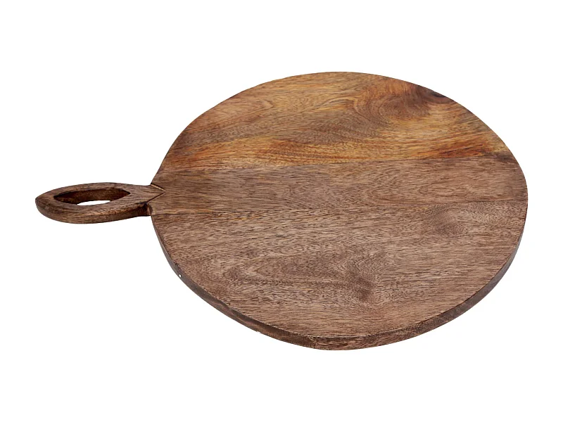 Planche à découper ronde en bois avec poignée 49 x 38 cm