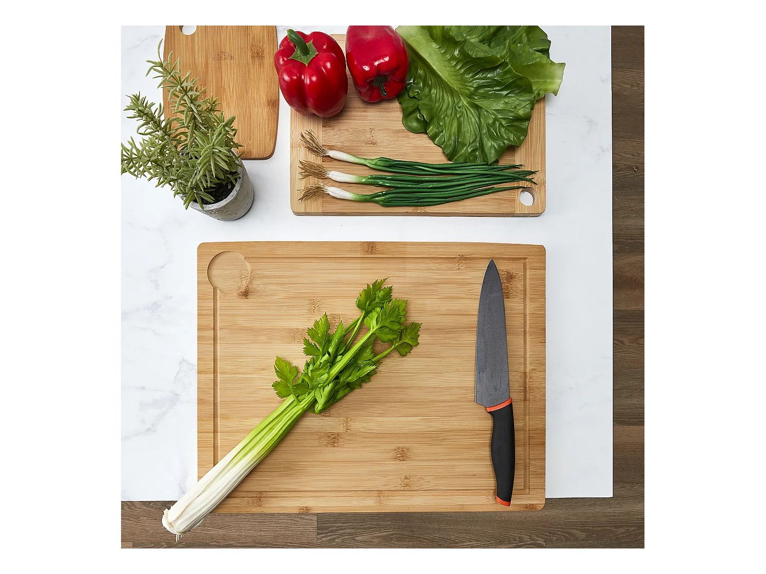 Planche A Decouper Avec Rebord Bambou 33.5x44cm Marron