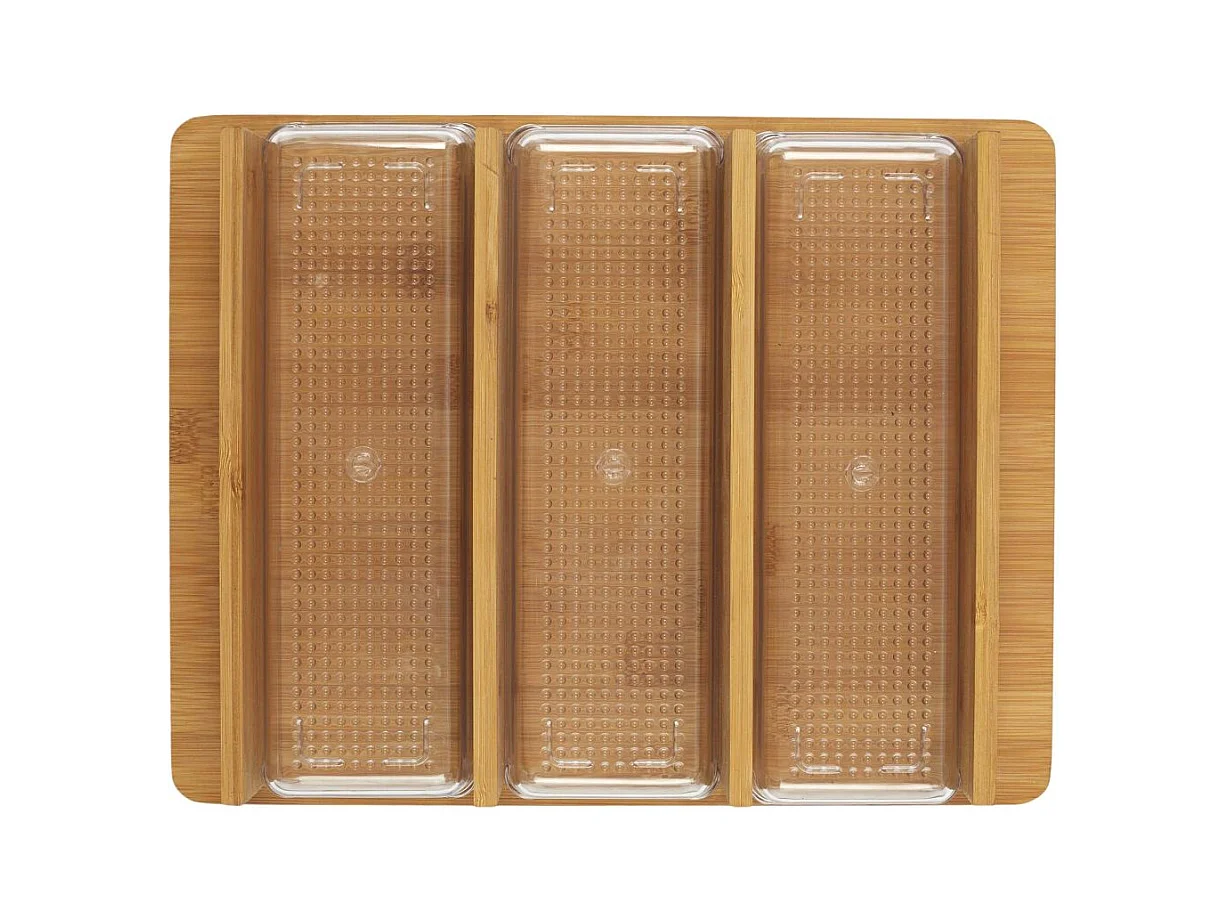 Planche A Decouper Avec 3 Compartiments Marron, Transparent