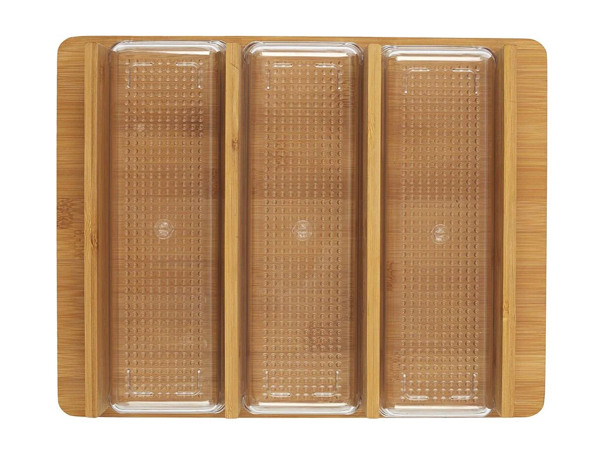 Planche A Decouper Avec 3 Compartiments Marron, Transparent
