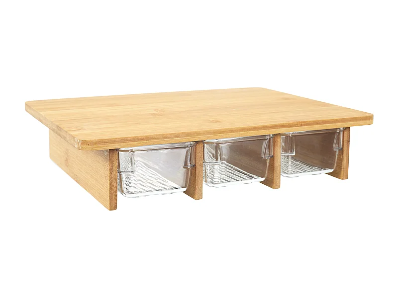 Planche A Decouper Avec 3 Compartiments Marron, Transparent