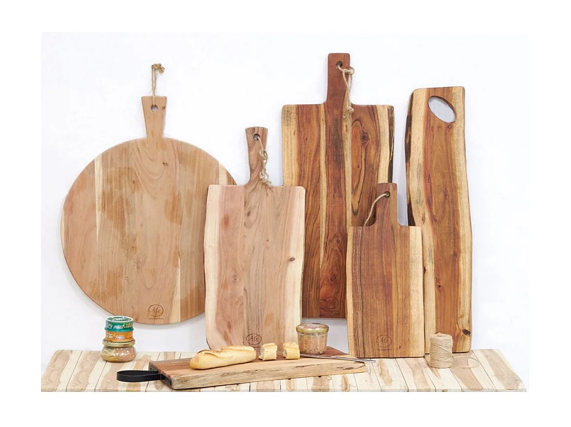 Planche à découper ronde en acacia naturel Rond