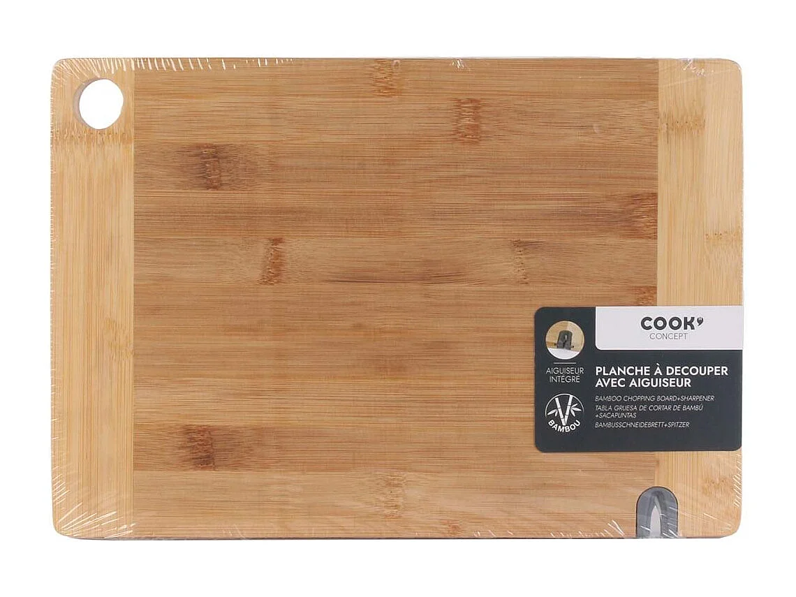 Planche à Découper "Avec Aiguiseur" 33cm Naturel
