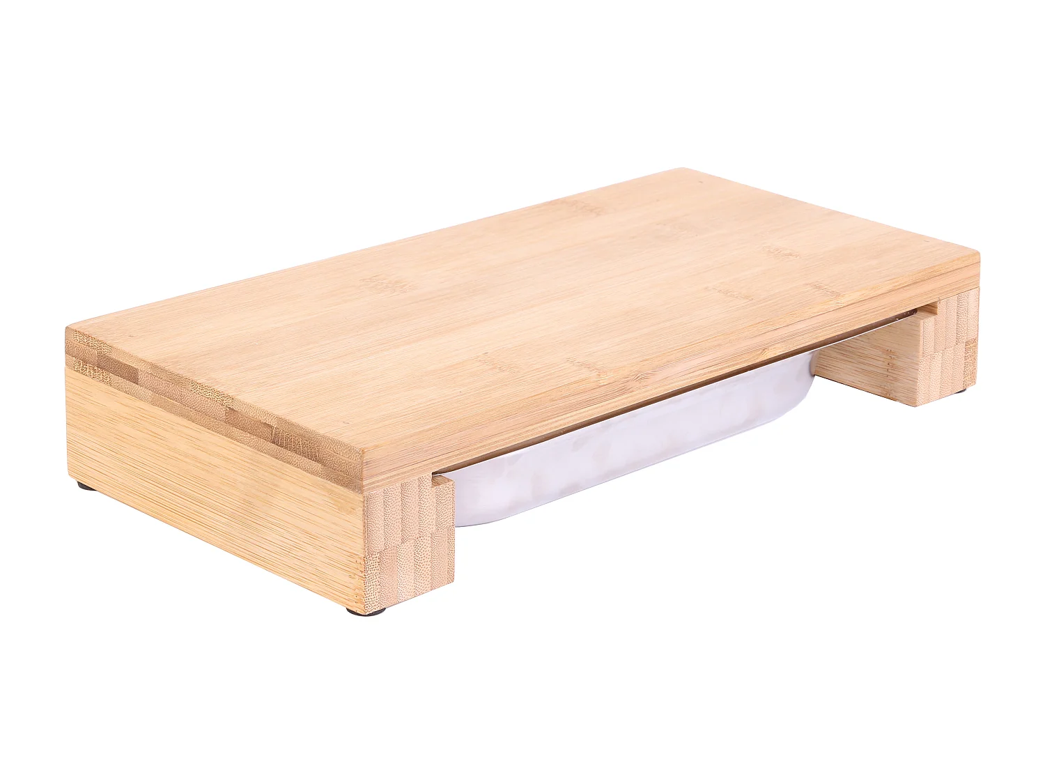 Planche A Decouper Tiroir Integre 32.5x16.2x5.5 Beige, Argent