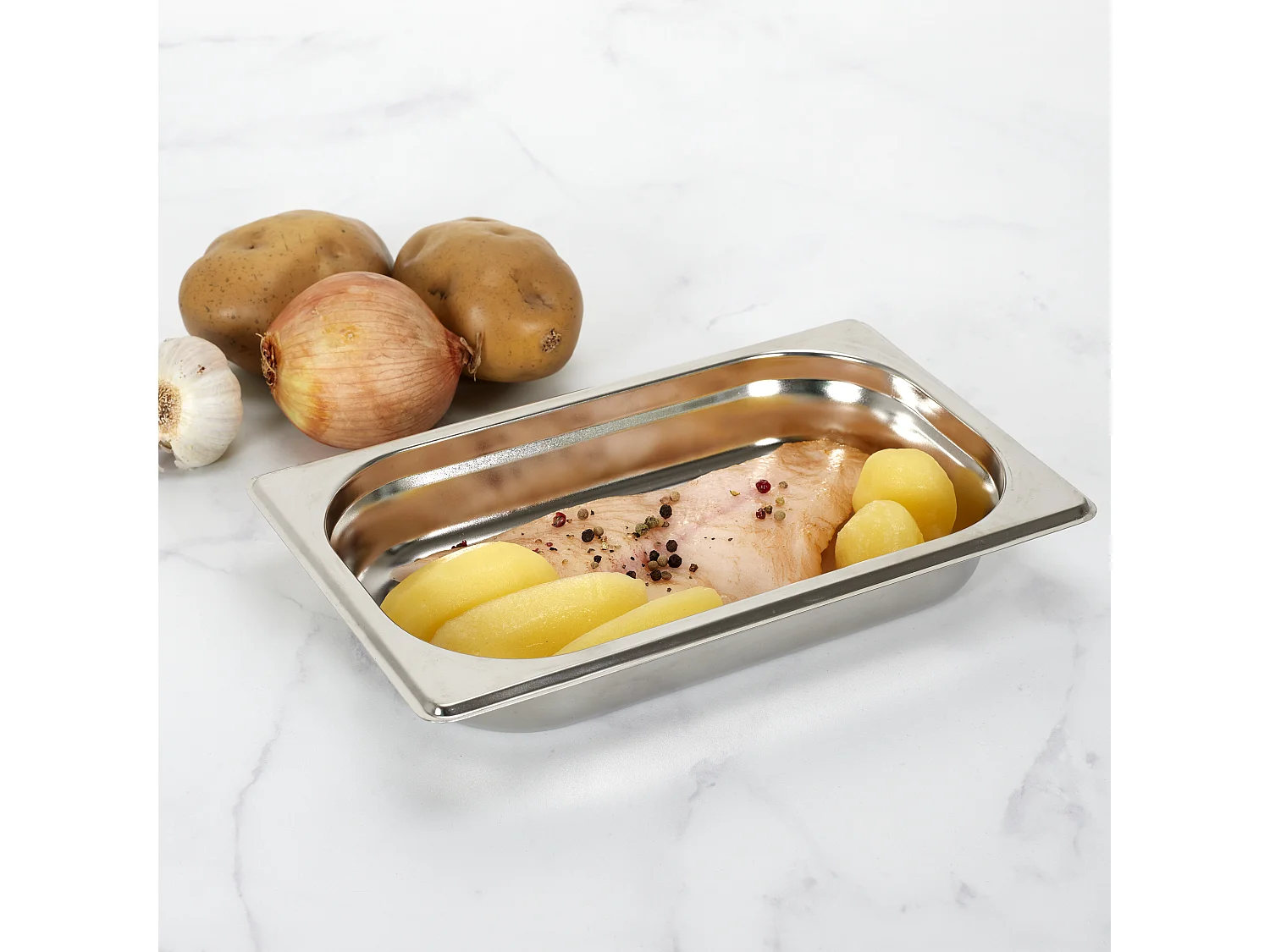 Planche A Decouper Tiroir Integre 32.5x16.2x5.5 Beige, Argent