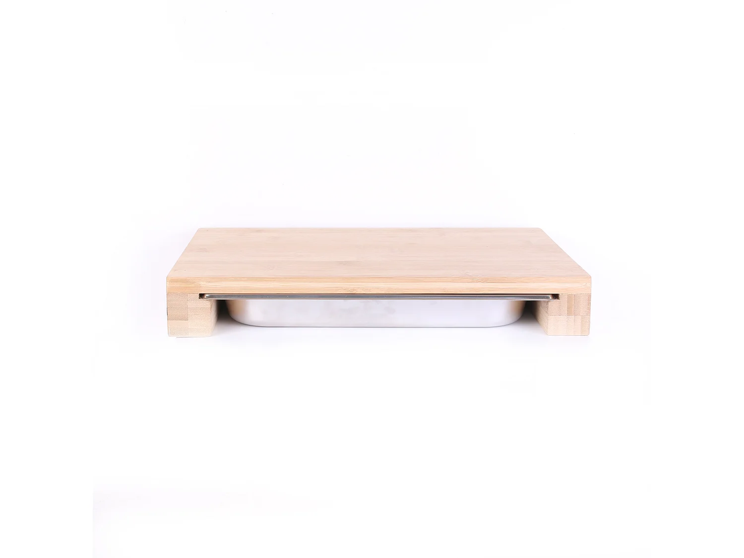Planche A Decouper Tiroir Integre 38.5x26.5x5.5 Beige, Argent