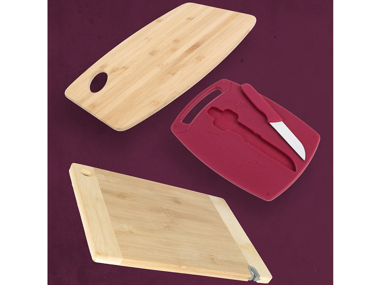 Lot de 3 Planches à Découper "Solva" 38cm Naturel