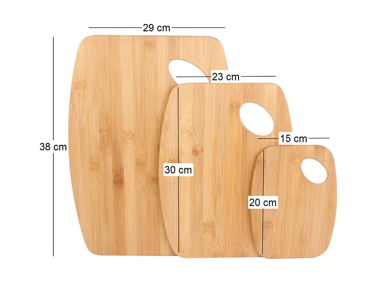 Lot de 3 Planches à Découper "Solva" 38cm Naturel
