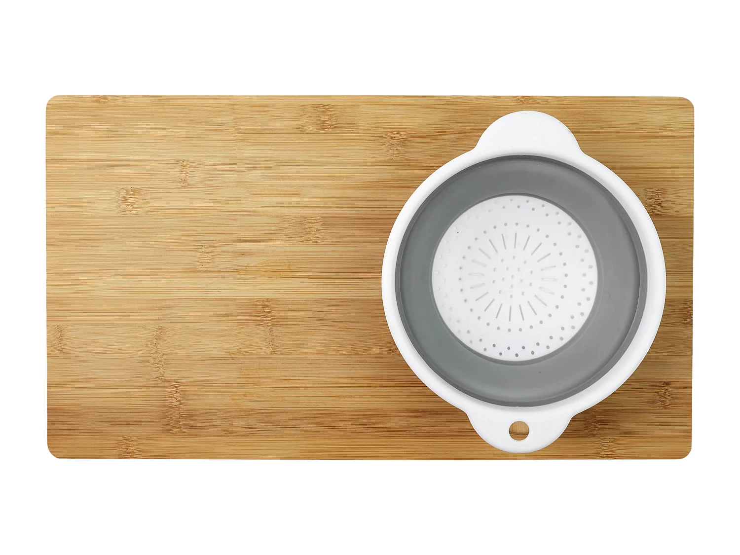 Planche A Decouper Bambou Passoire Integree Marron, Gris