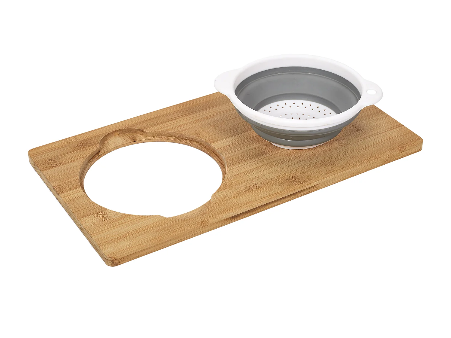 Tagliere in bambù con scolapasta integrato