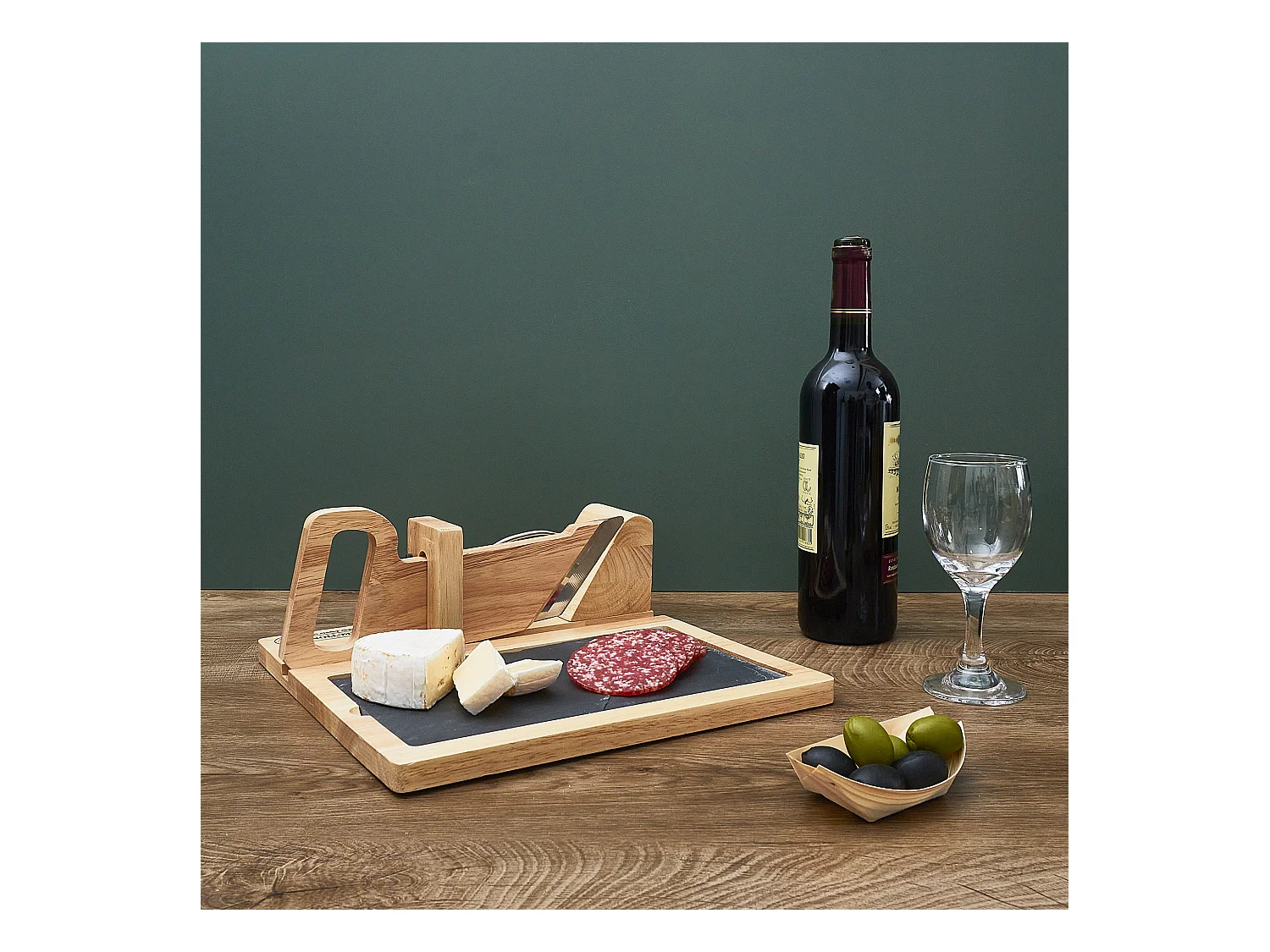 Trancheuse A Charcuterie Avec Plateau Ardoise Marron, Noir