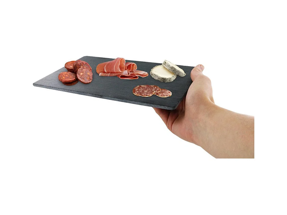 Trancheuse A Charcuterie Avec Plateau Ardoise Marron, Noir