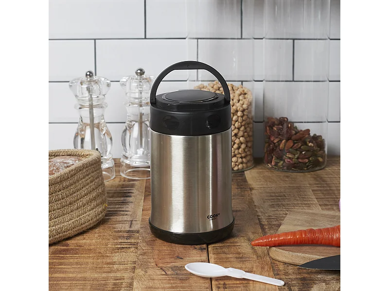 Bol A Soupe Isotherme Avec Couvert Inox 50cl Argent, Noir