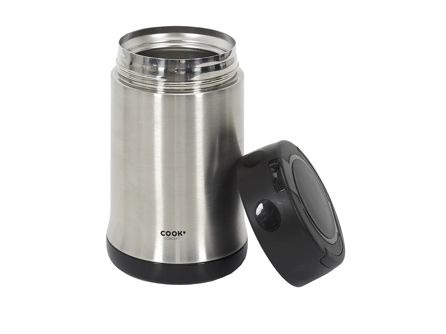 Bol A Soupe Isotherme Avec Couvert Inox 50cl Argent, Noir