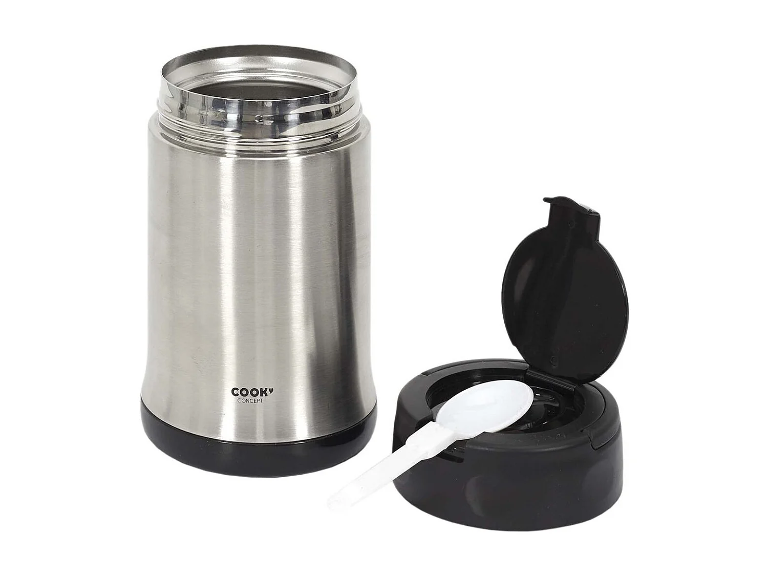 Bol A Soupe Isotherme Avec Couvert Inox 50cl Argent, Noir