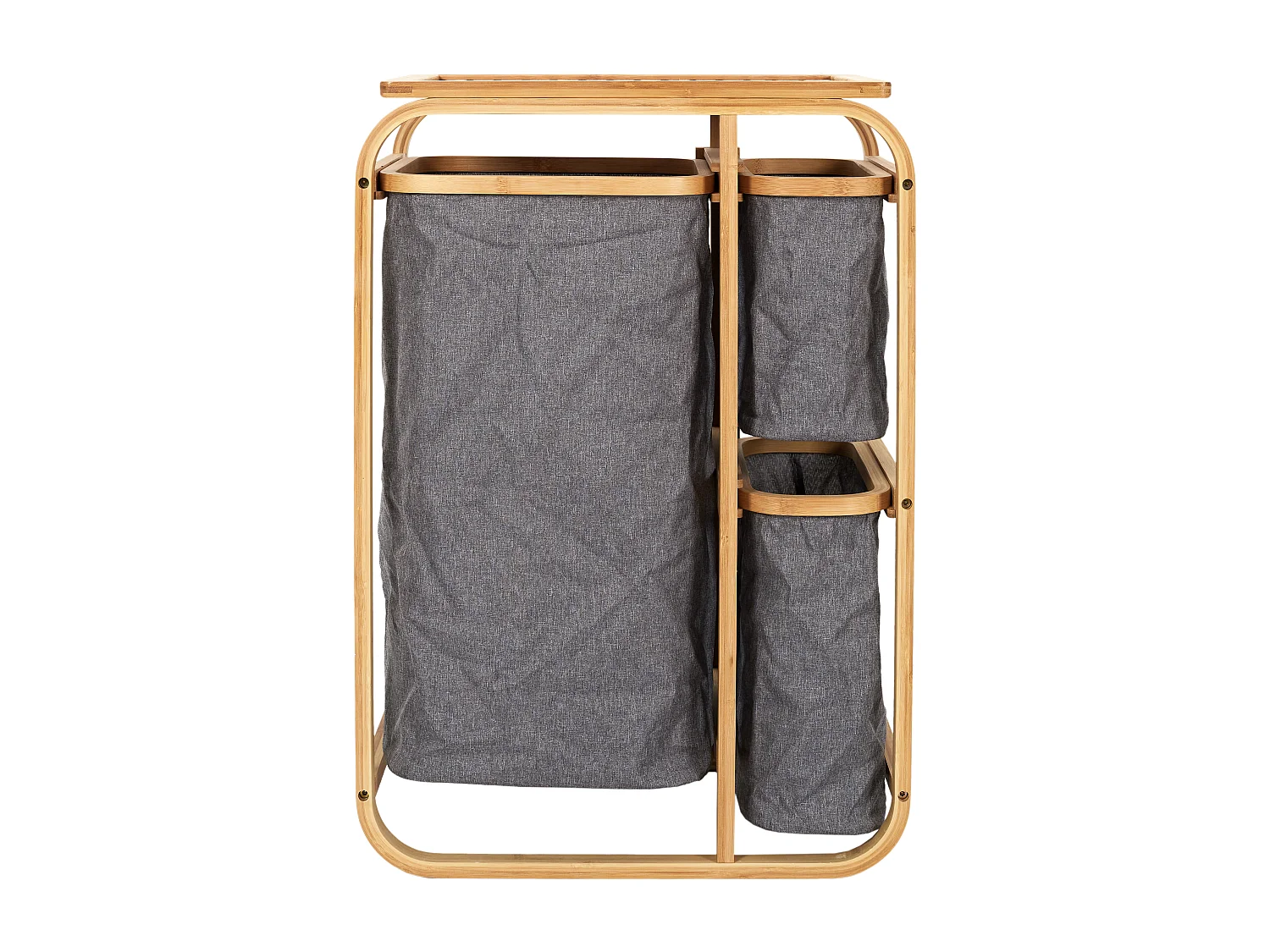 Rangement 3 Compartiments Support Bambou Gris