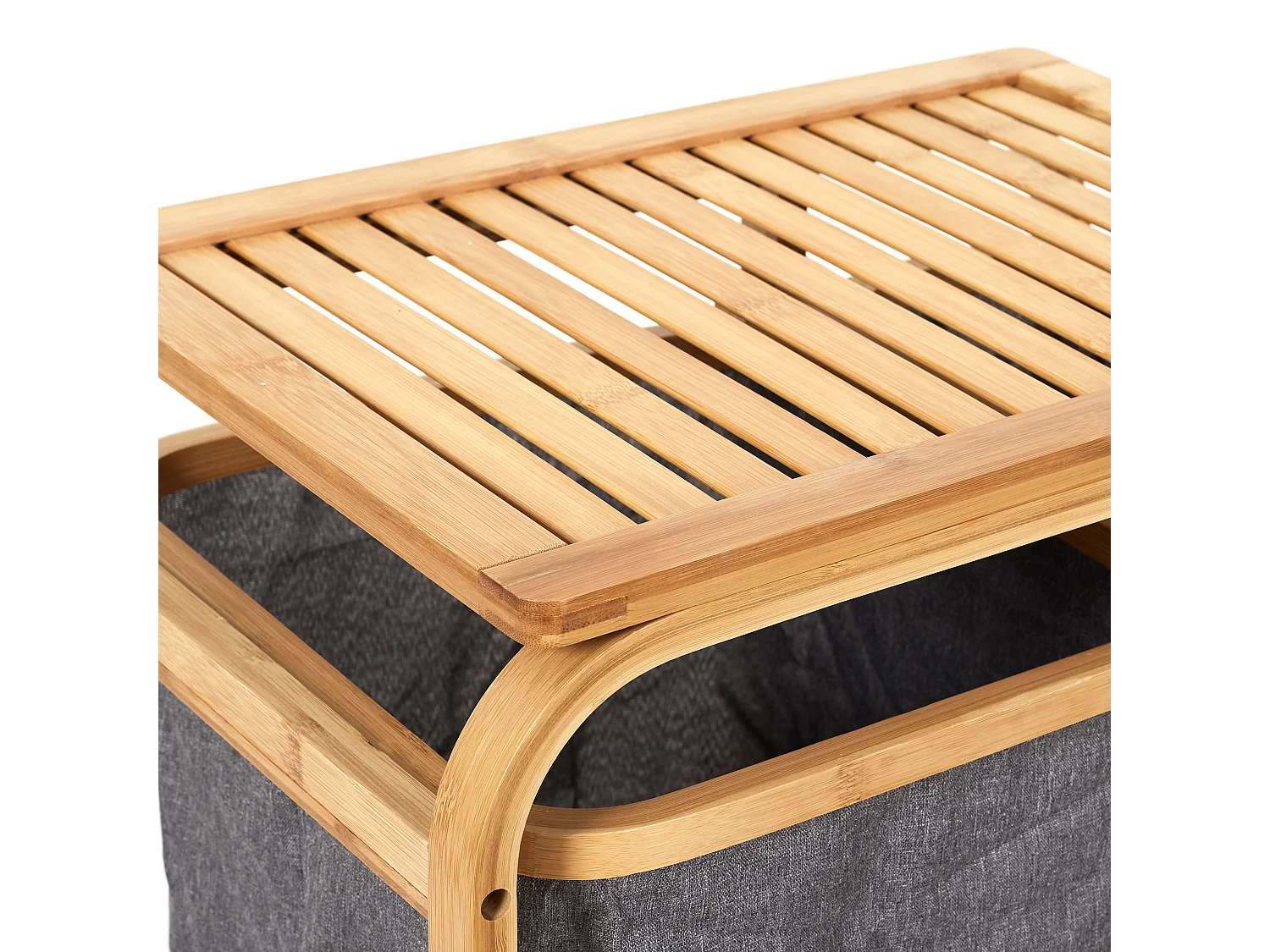 Rangement 3 Compartiments Support Bambou Gris